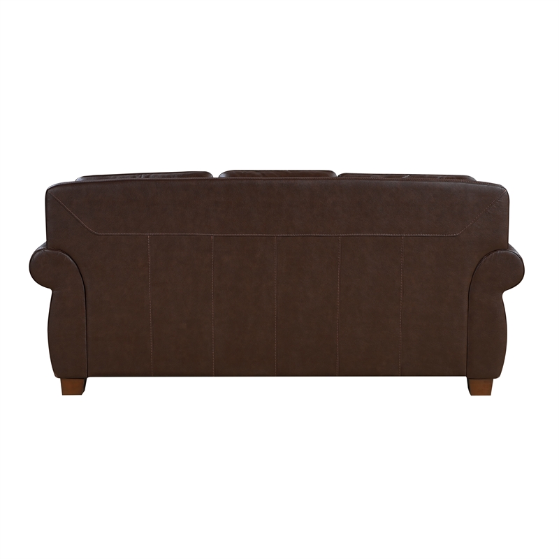 Pemberly Row Top Grain Leather Sofa with Nailhead Trim in Brown