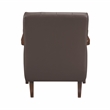 Pemberly Row Top Grain Leather Tufted Accent Chair in Dark Brown