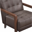 Pemberly Row Top Grain Leather Tufted Accent Chair in Dark Brown