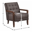 Pemberly Row Top Grain Leather Tufted Accent Chair in Dark Brown