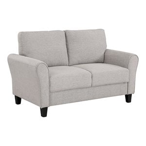Pemberly Row Transitional Solid Wood and Polyester Love Seat in Gray/Sand Brown