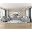 Pemberly Row Chenille Fabric Sofa with Nailhead Trim and Pillows in Gray