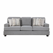 Pemberly Row Chenille Fabric Sofa with Nailhead Trim and Pillows in Gray