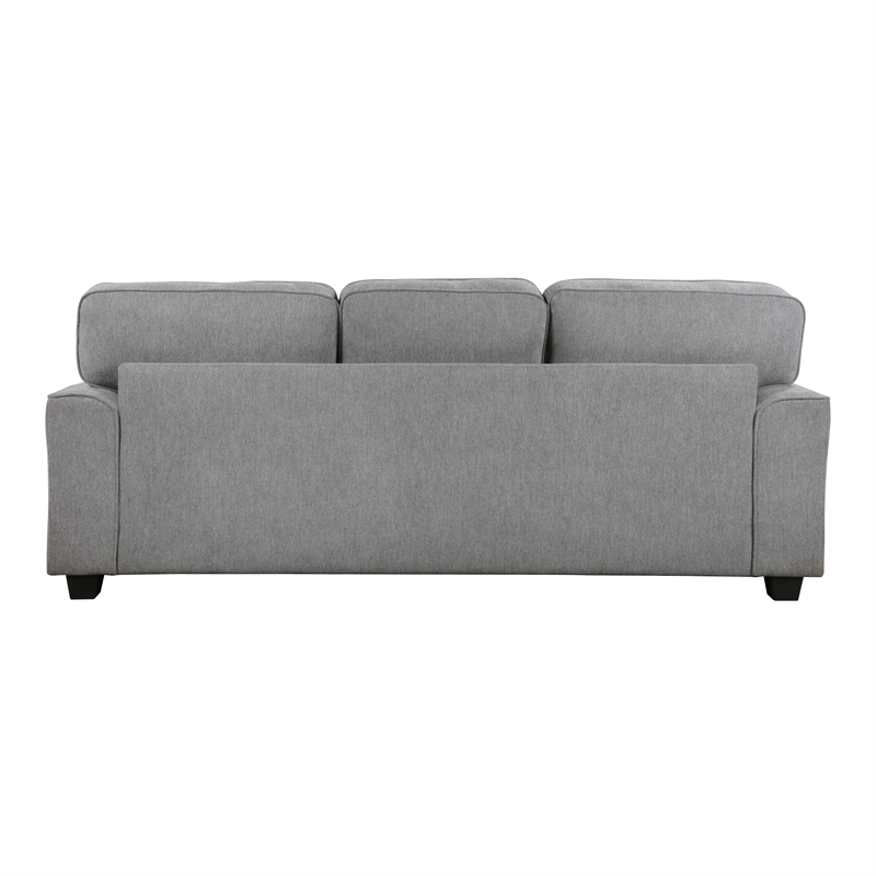 Pemberly Row Chenille Fabric Sofa with Nailhead Trim and Pillows in Gray