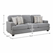Pemberly Row Chenille Fabric Sofa with Nailhead Trim and Pillows in Gray