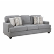 Pemberly Row Chenille Fabric Sofa with Nailhead Trim and Pillows in Gray