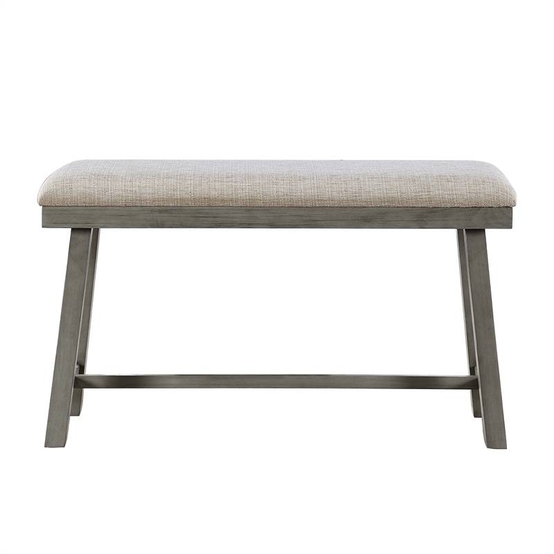 Pemberly Row Textured Fabric Counter Height Bench in Light Gray
