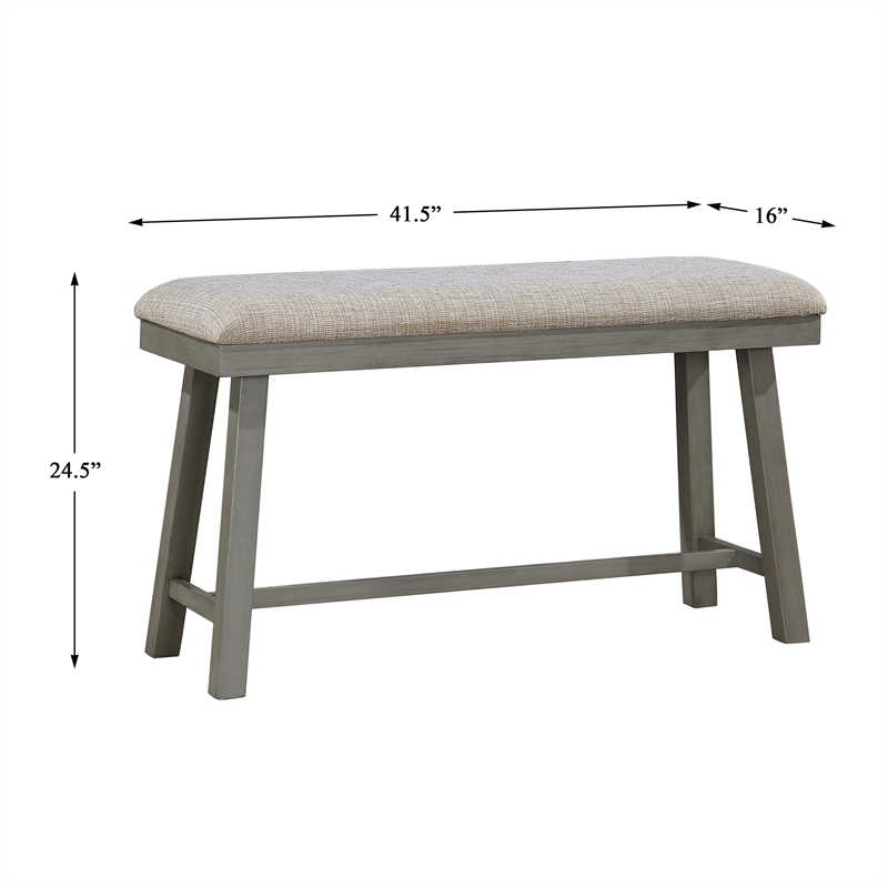 Pemberly Row Textured Fabric Counter Height Bench in Light Gray