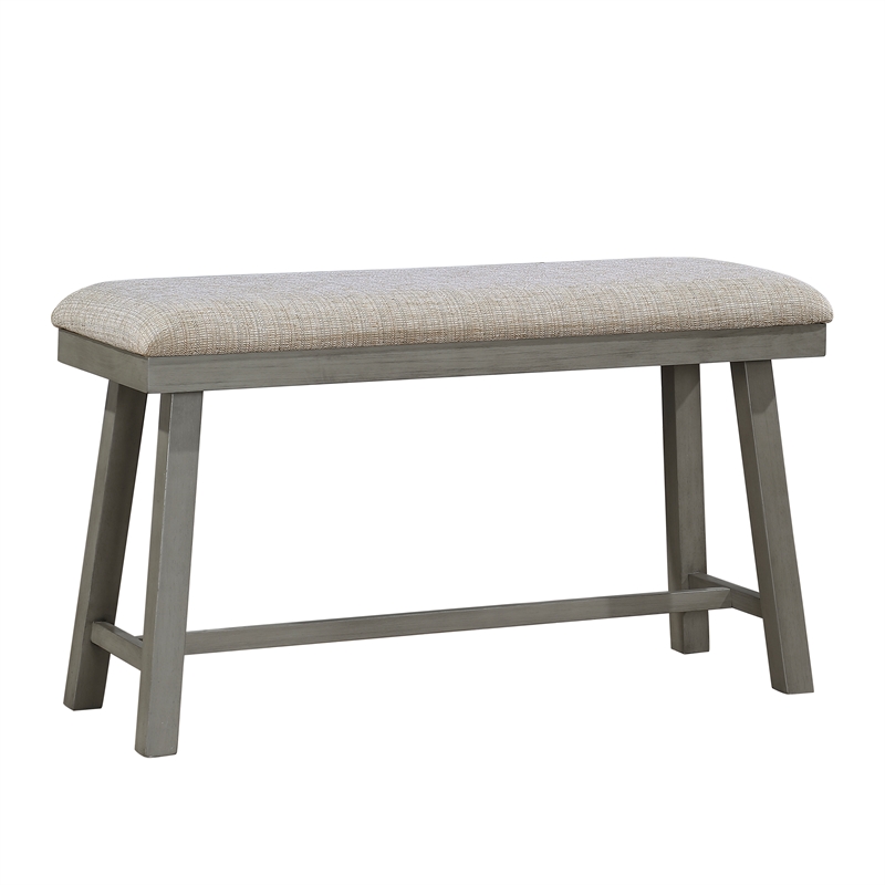 Pemberly Row Textured Fabric Counter Height Bench in Light Gray