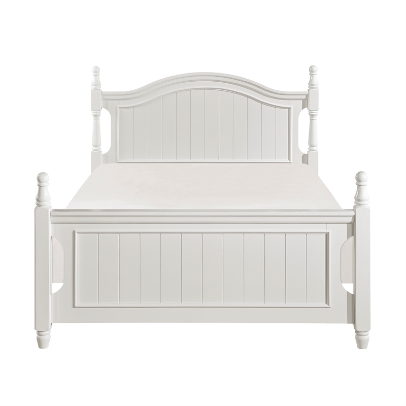 Pemberly Row Rubberwood and MDF Board Full Platform Bed in White