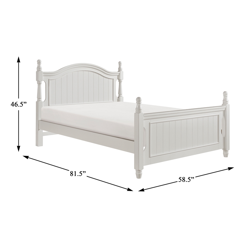 Pemberly Row Rubberwood and MDF Board Full Platform Bed in White