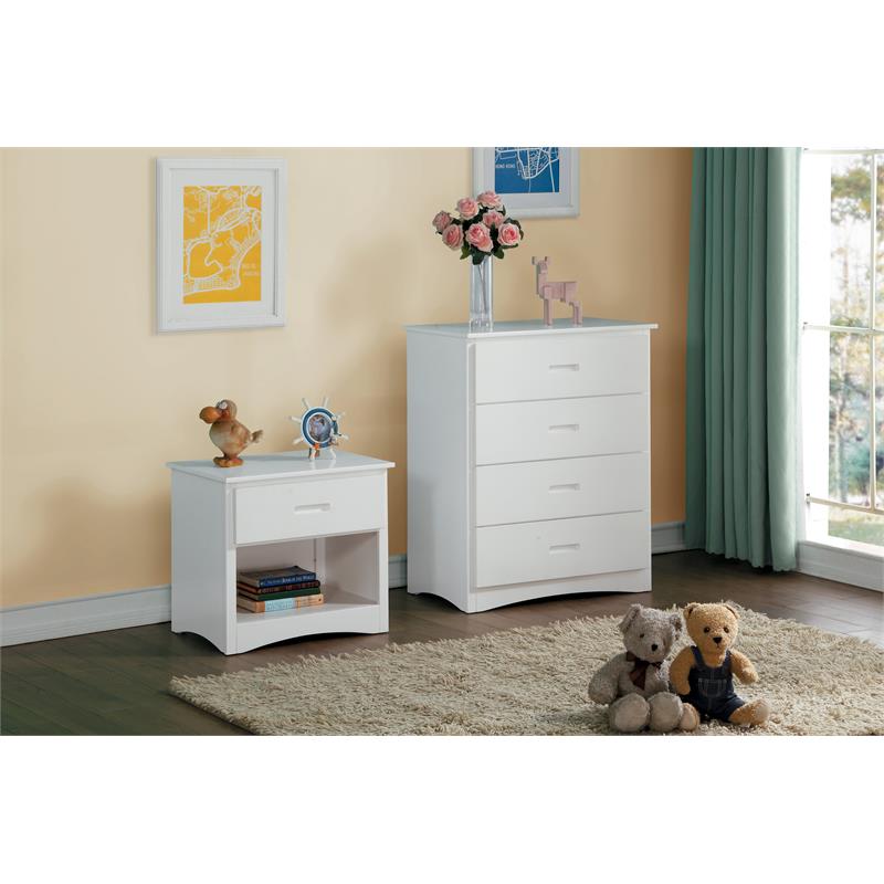 Pemberly Row 1-Drawer Transitional Wood Nightstand with Storage Cubby in White
