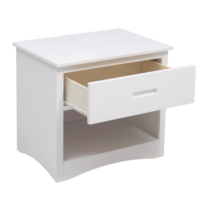 Pemberly Row 1-Drawer Transitional Wood Nightstand with Storage Cubby in White