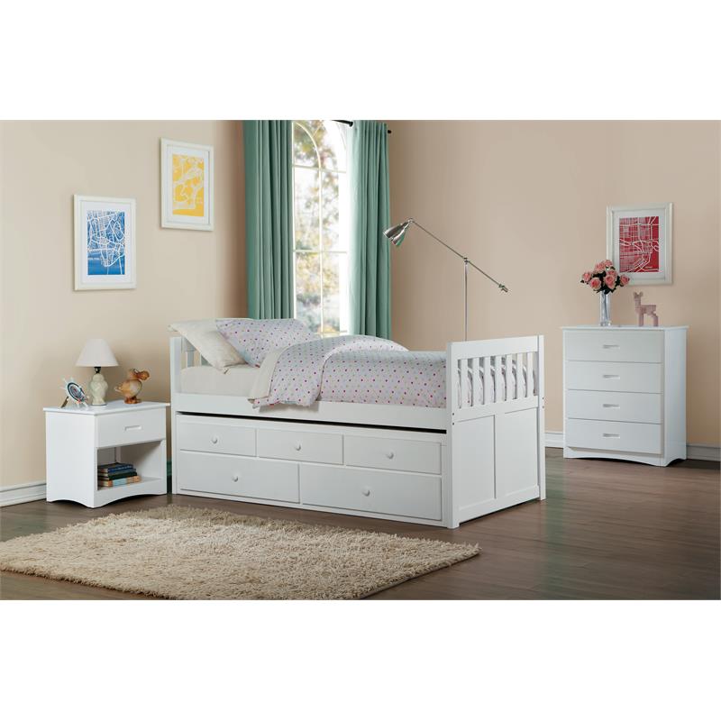 Pemberly Row 1-Drawer Transitional Wood Nightstand with Storage Cubby in White