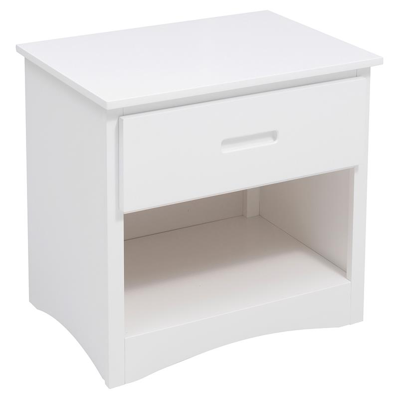Pemberly Row 1-Drawer Transitional Wood Nightstand with Storage Cubby in White