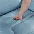 Pemberly Row Top Grain Leather Swivel Glider Reclining Chair in Blue