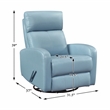 Pemberly Row Top Grain Leather Swivel Glider Reclining Chair in Blue