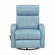 Pemberly Row Top Grain Leather Swivel Glider Reclining Chair in Blue