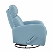 Pemberly Row Top Grain Leather Swivel Glider Reclining Chair in Blue