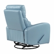 Pemberly Row Top Grain Leather Swivel Glider Reclining Chair in Blue