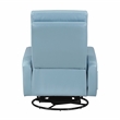 Pemberly Row Top Grain Leather Swivel Glider Reclining Chair in Blue