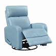 Pemberly Row Top Grain Leather Swivel Glider Reclining Chair in Blue