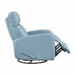 Pemberly Row Top Grain Leather Swivel Glider Reclining Chair in Blue