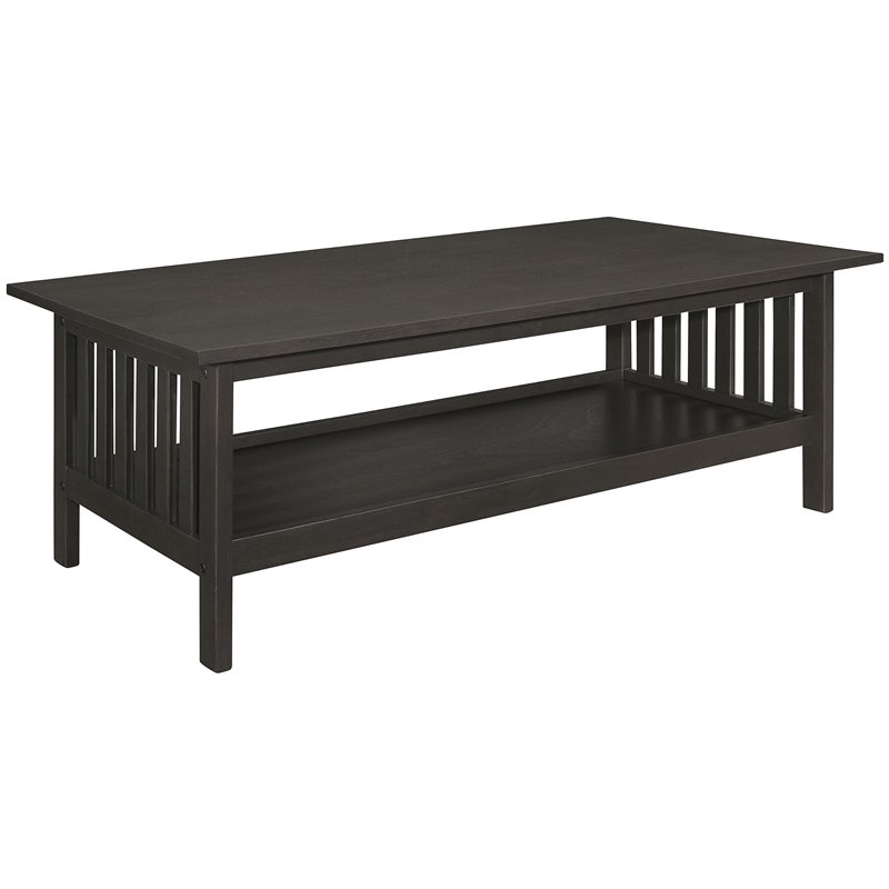 Pemberly Row 3-Piece Rubberwood Coffee Table Set with Shelves in Antique Gray