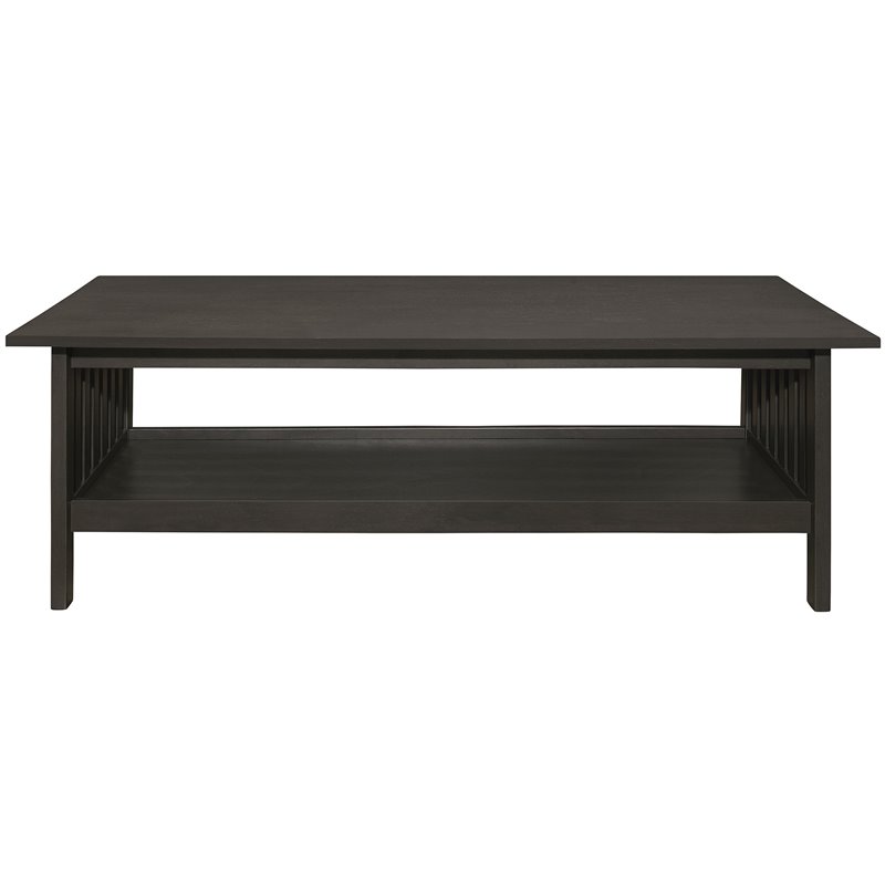 Pemberly Row 3-Piece Rubberwood Coffee Table Set with Shelves in Antique Gray