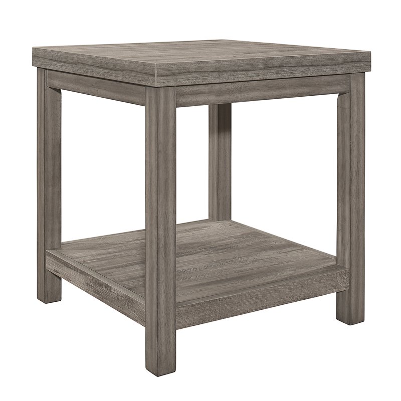 Pemberly Row 3-Piece Transitional Wood Occasional Table Set in Weathered Gray