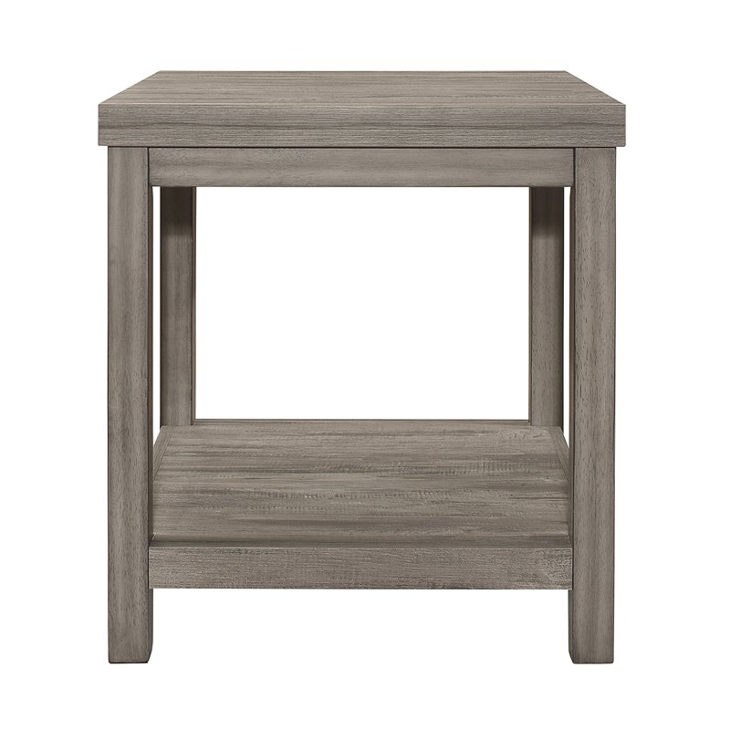 Pemberly Row 3-Piece Transitional Wood Occasional Table Set in Weathered Gray