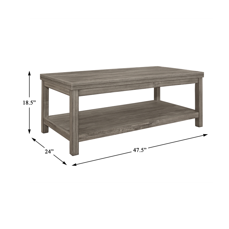 Pemberly Row 3-Piece Transitional Wood Occasional Table Set in Weathered Gray