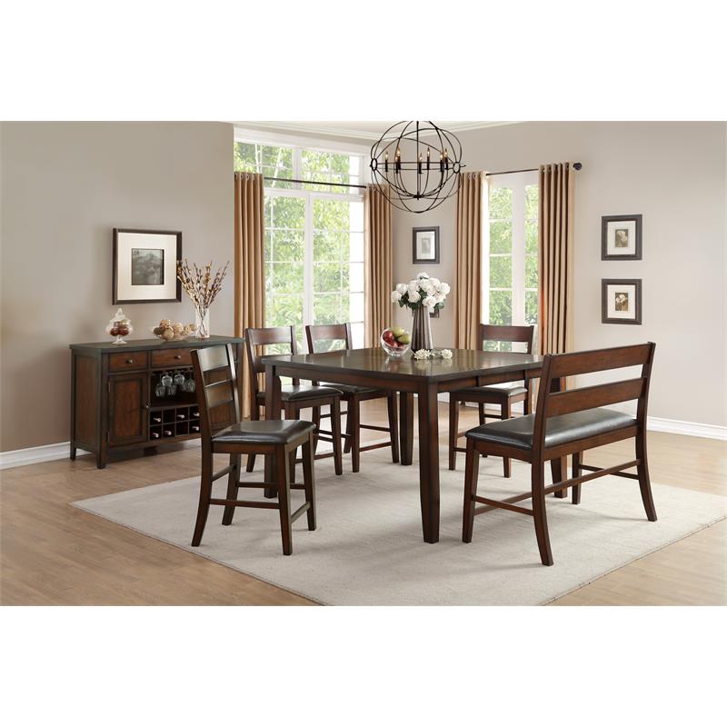 Pemberly Row Wood Counter Height Dining Chairs in Cherry (Set of 2)