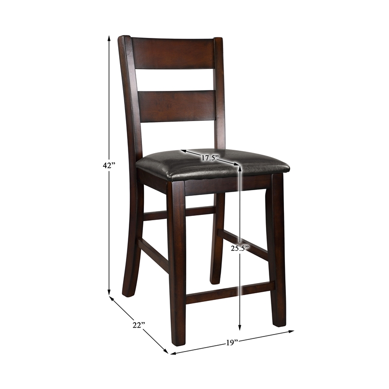 Pemberly Row Wood Counter Height Dining Chairs in Cherry (Set of 2)