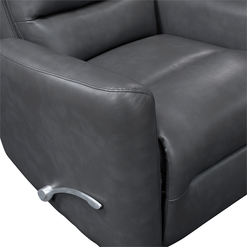 Pemberly Row Faux Leather Swivel Glider Reclining Chair in Gray