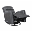 Pemberly Row Faux Leather Swivel Glider Reclining Chair in Gray