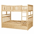 Pemberly Row Pine Wood Full/Full Bunk Bed with Storage Boxes in Natural Pine