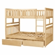Pemberly Row Pine Wood Full/Full Bunk Bed with Storage Boxes in Natural Pine