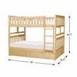 Pemberly Row Pine Wood Full/Full Bunk Bed with Storage Boxes in Natural Pine