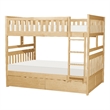 Pemberly Row Pine Wood Full/Full Bunk Bed with Storage Boxes in Natural Pine