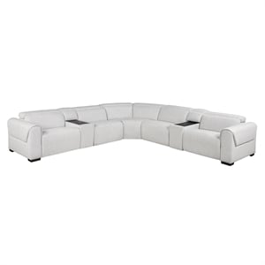 Pemberly Row Chenille 7-Piece Modular Power Reclining Sectional in Cloud