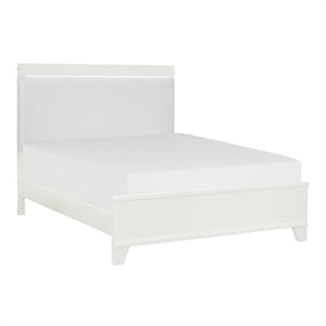 Pemberly Row Full Platform Bed with LED Lighting in White High Gloss