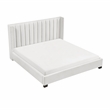 Pemberly Row Upholstered California King Bed with Wingback Headboard in Beige