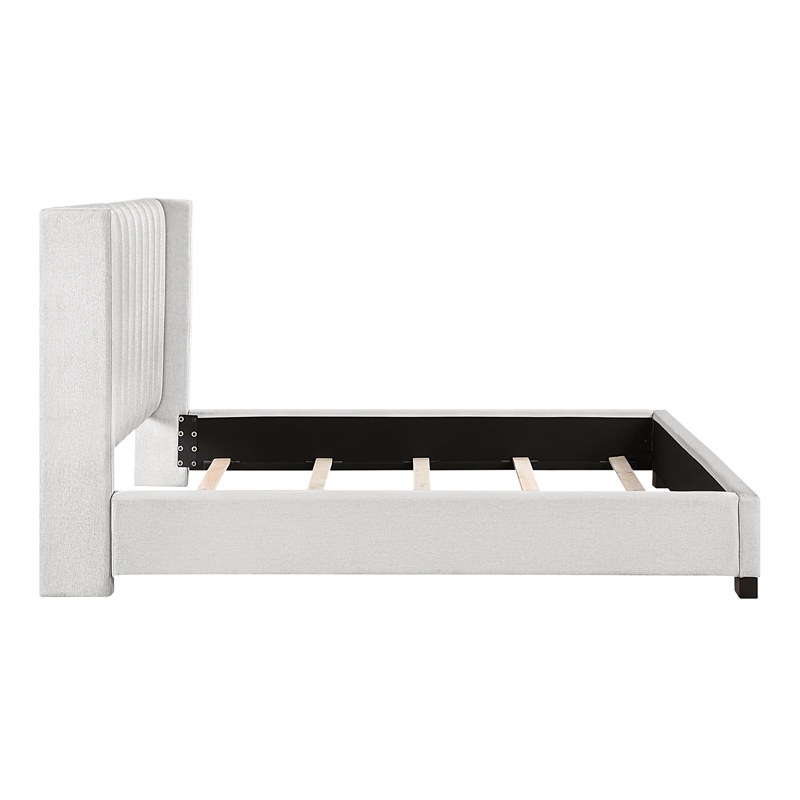 Pemberly Row Upholstered California King Bed with Wingback Headboard in Beige