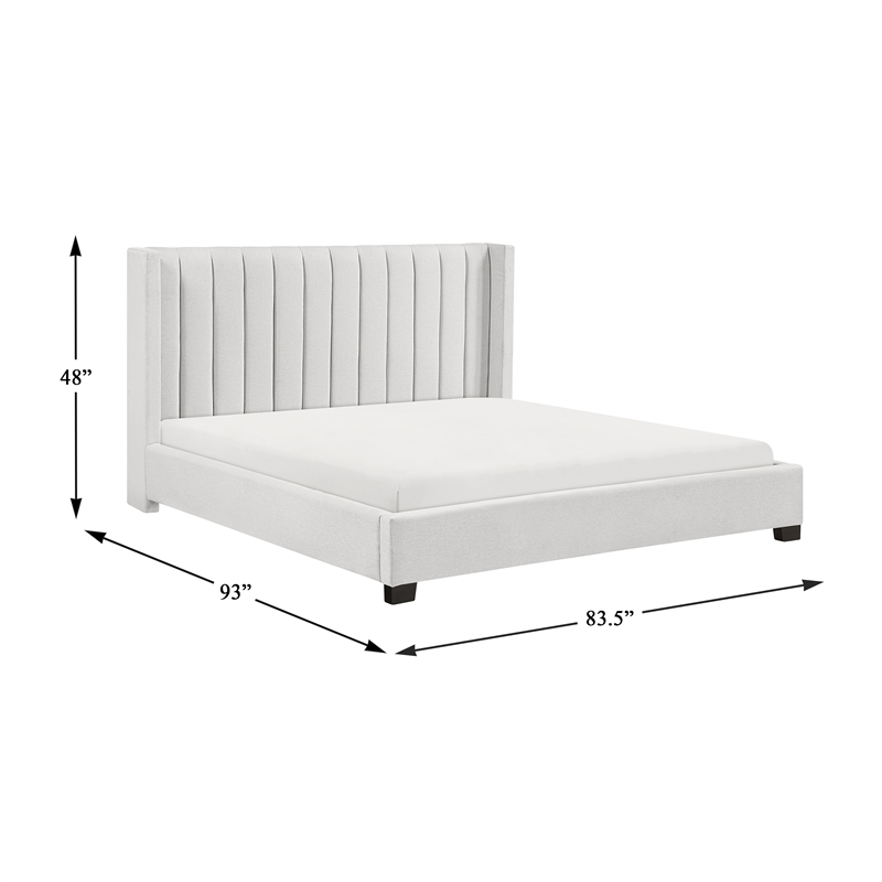 Pemberly Row Upholstered California King Bed with Wingback Headboard in Beige
