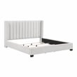 Pemberly Row Upholstered California King Bed with Wingback Headboard in Beige