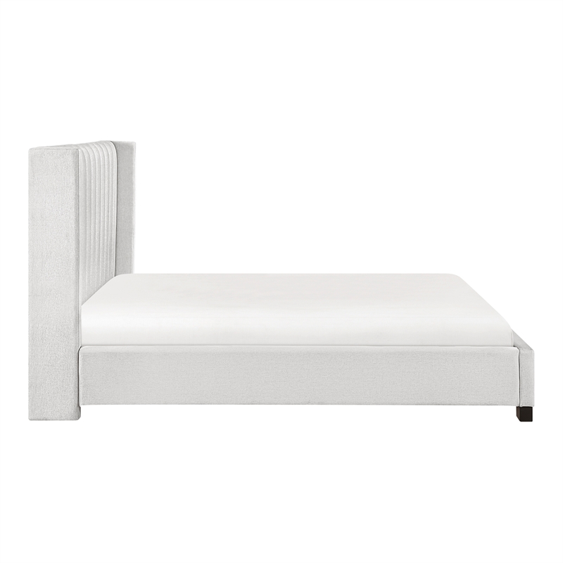Pemberly Row Upholstered California King Bed with Wingback Headboard in Beige