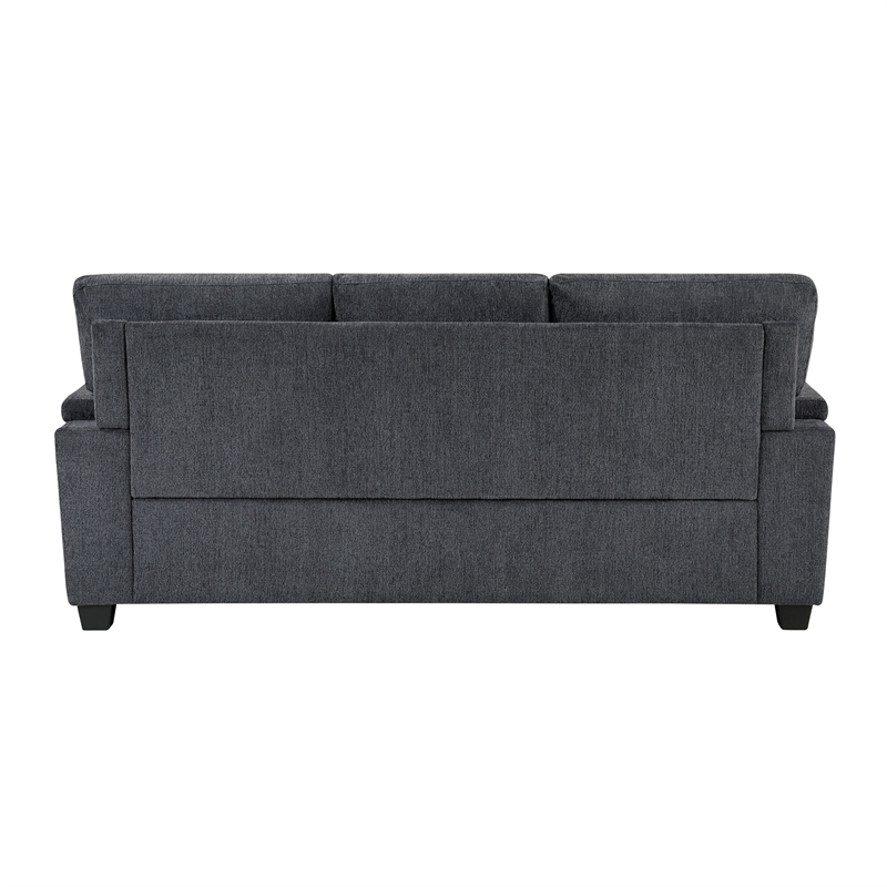 Pemberly Row Chenille Loveseat with Reversible Cushions in Dark Gray