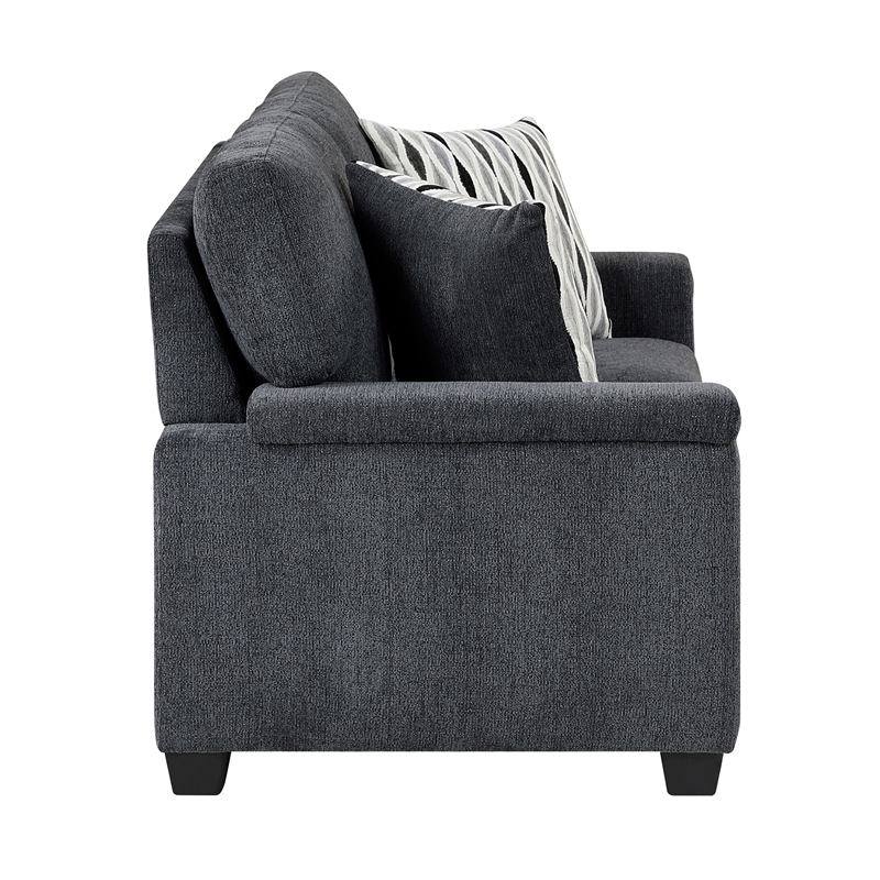 Pemberly Row Chenille Loveseat with Reversible Cushions in Dark Gray