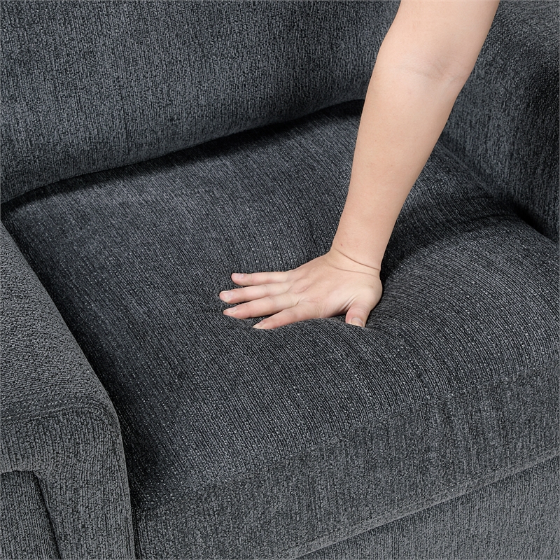 Pemberly Row Chenille Loveseat with Reversible Cushions in Dark Gray